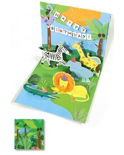 Jungle Birthday Party 3D Pop Up Card