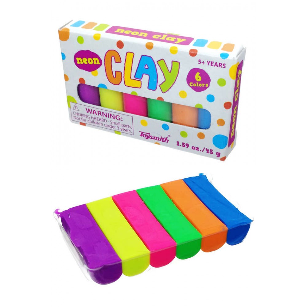 Toysmith Mini Clay Set 6 Neon Colors Sculpting Toy : Art Project