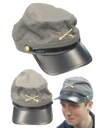 Grey Fabric Kepi Hat