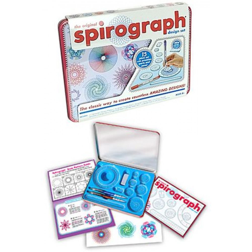 Spirograph Drawing Set Tin Box - Spiral Art Carry Case Artist Toy