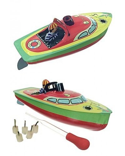 Victoria Colorful Pop Pop Tin Toy Boat