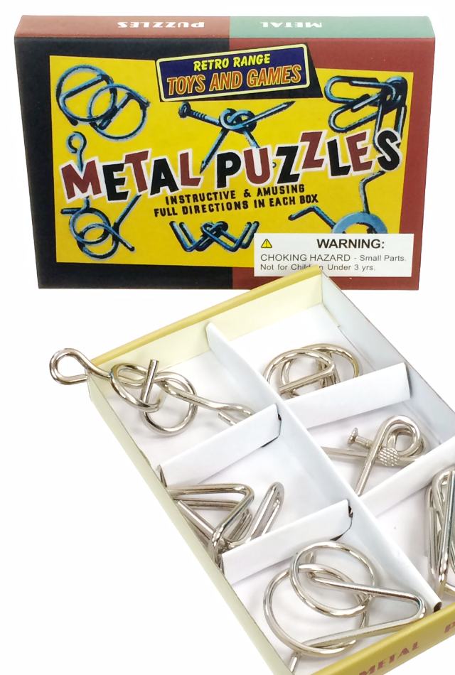 Metal Puzzles Set of 6 : Vintage 1960s Silver Puzzles : Retro UK