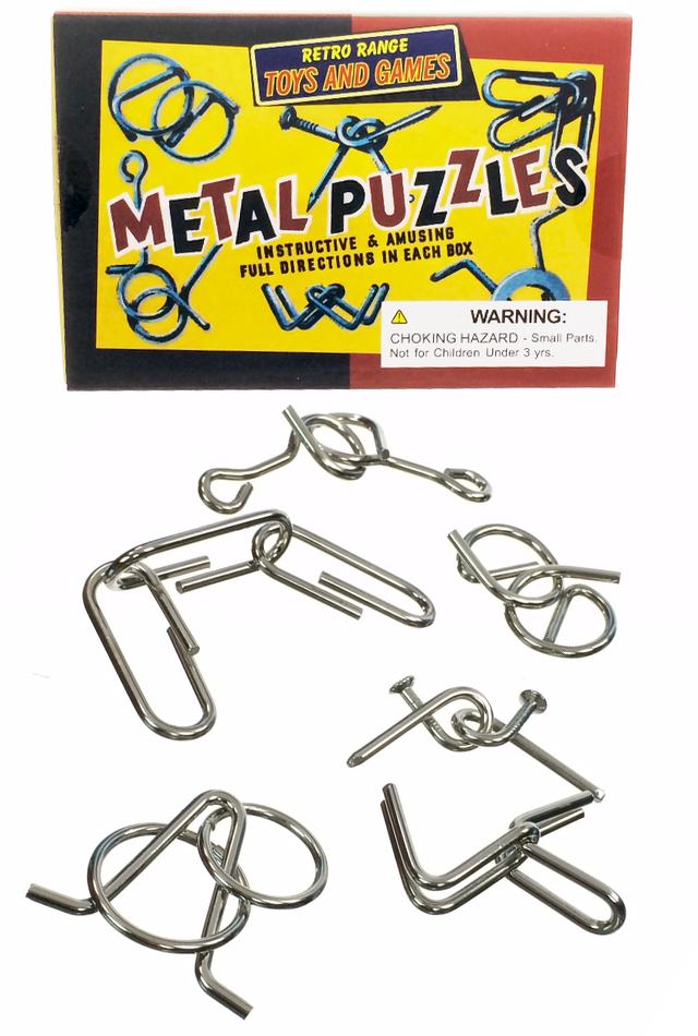 Metal Puzzles Set of 6 : Vintage 1960s Silver Puzzles : Retro UK