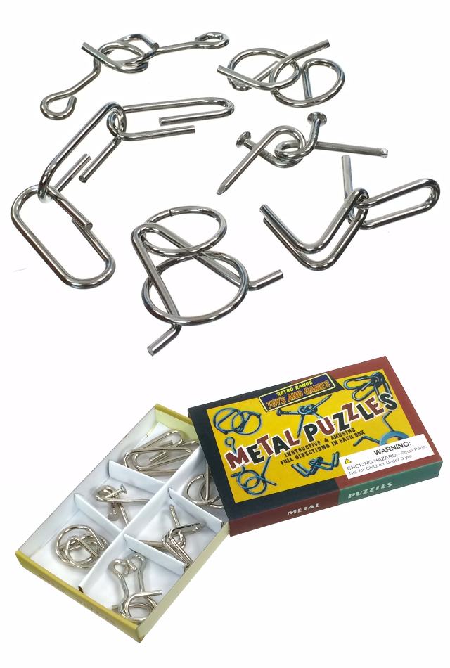 Metal Puzzles Set of 6 : Vintage 1960s Silver Puzzles : Retro UK