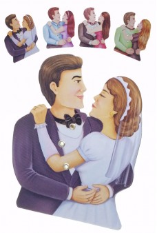 Kissing Couple Clicking Tin Toy