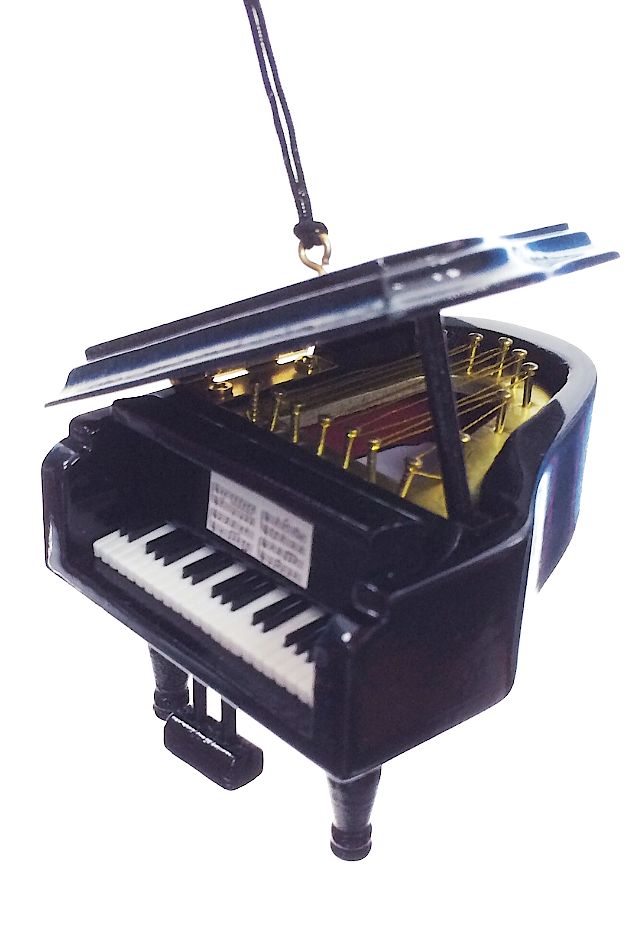 Grand Piano Ornament : Black Wood Musical Instrument : Christmas