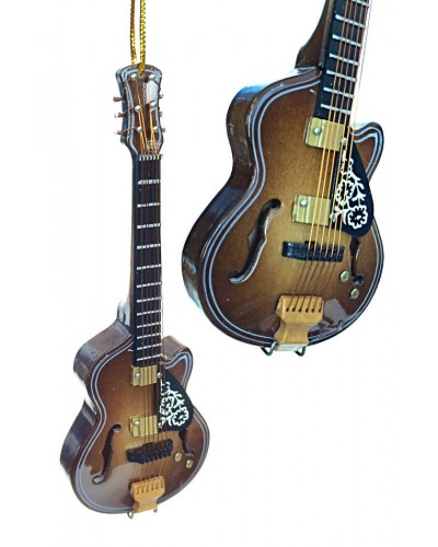 F Hole Acoustic Brown Guitar Ornament