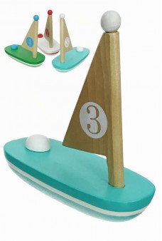 Wooden Sail Boat Toy Pastel Natural Wood
