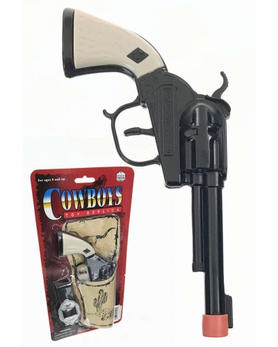 Black Pistol Cowboy Paper Roll Cap Gun Set with Holder