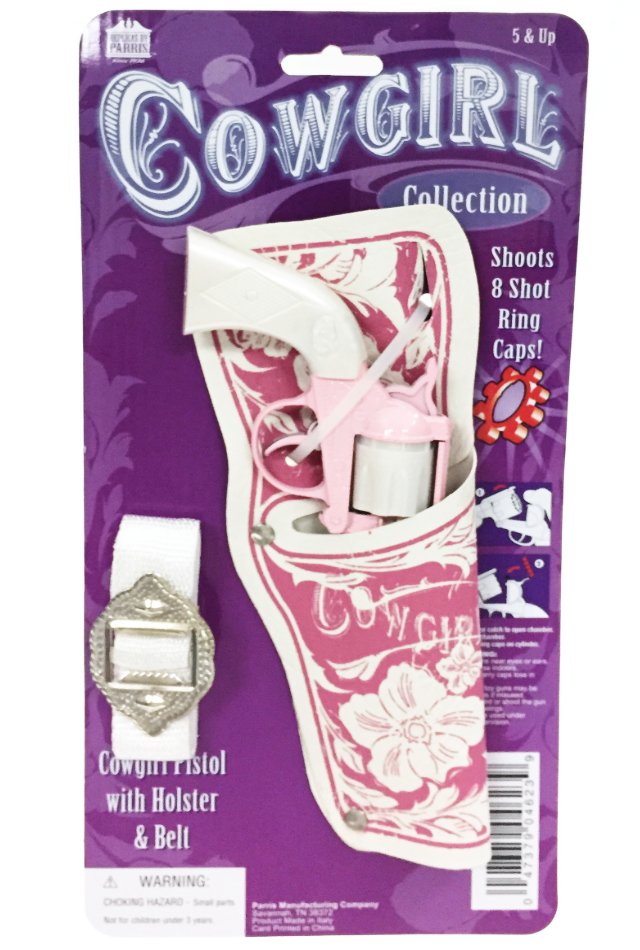 Cowgirl Cap Gun : Pink and White Gun Set : Pistol Holster Belt