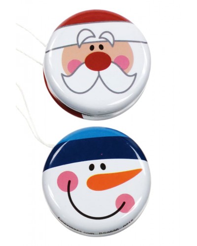 Santa and Snowman Yo-Yos Tin Toy Set of 2