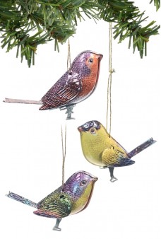 Birds Ornaments Holiday Tin Set 3 Canaries (Colors May Vary From Image)