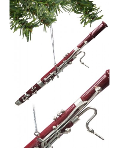 Bassoon Christmas Ornament Maroon Silver