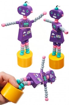 Peggy Purple Robot Thumb Puppet Poses