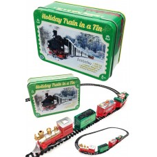 Holiday Train Set in a Tin Box Santa Set