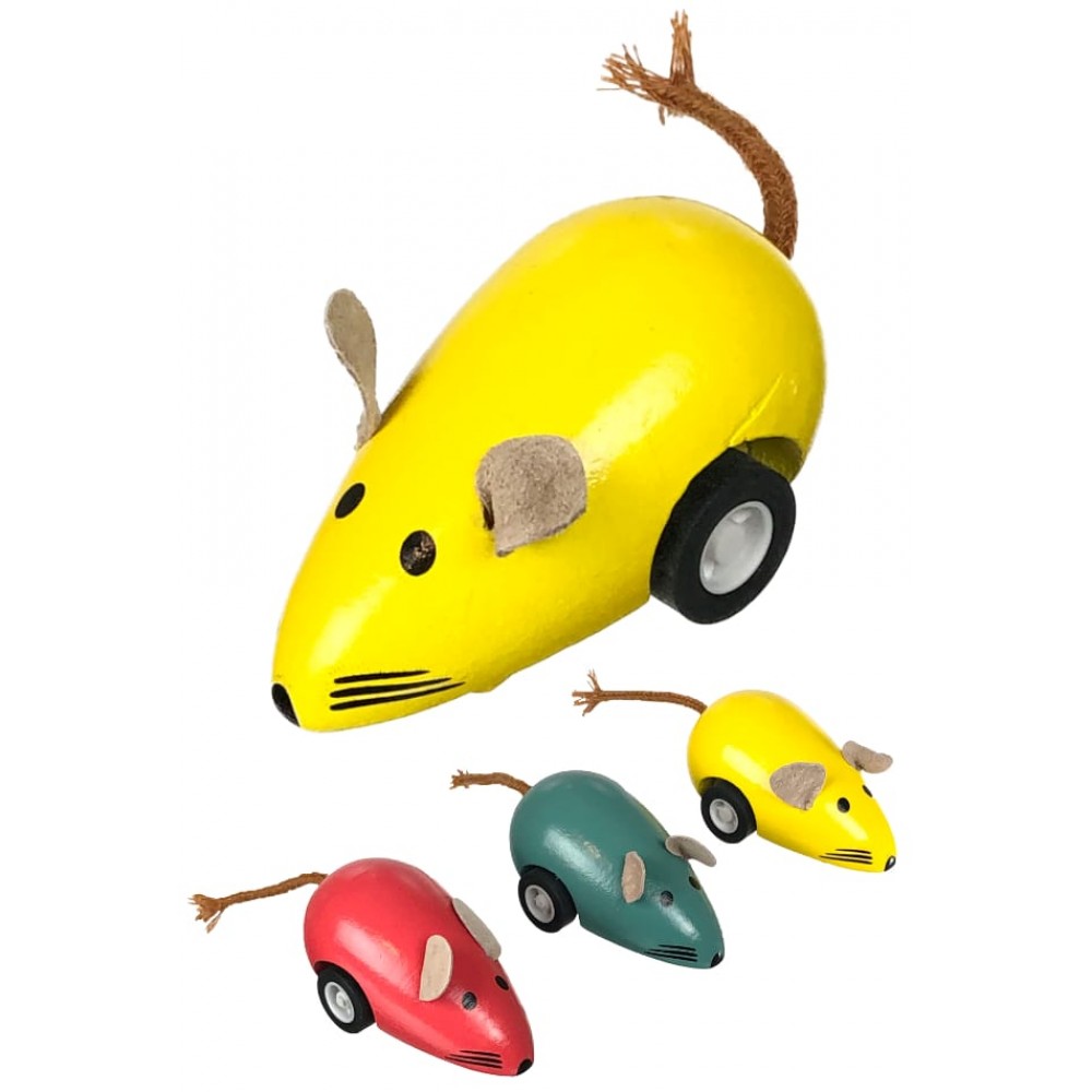 Mouse Racer : Wooden Pull Back Mini Toy