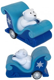 Polar Bear Snowflake Sleigh Pull Back Wind Up Toy