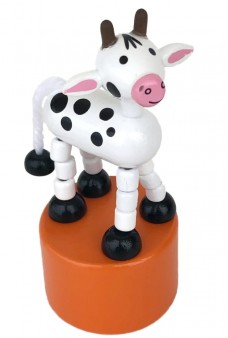 Cute Spotted Cow Wooden Thumb Puppet Toy