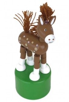 Cute Hairy Horse Wooden Thumb Puppet Toy