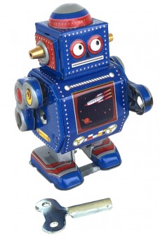 Blue Robot Windup Mini Classic Tiny Tin Toy