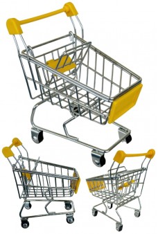 Mini Shopping Cart Chrome Silver Yellow Rolls