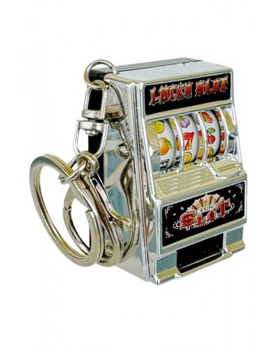 Slot Machine Keyring Silver Retro One Arm Bandit