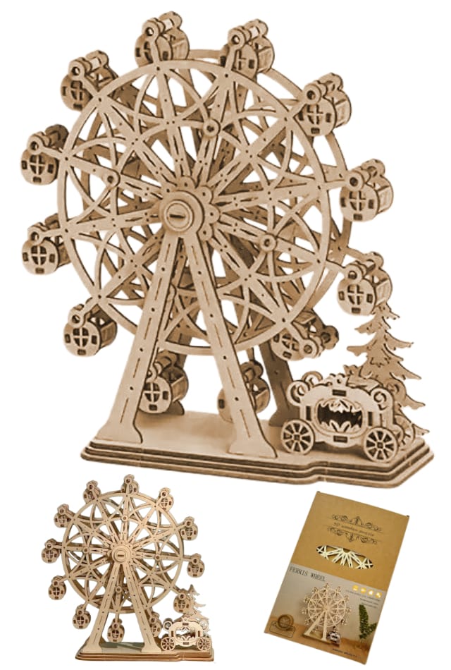 Ferris Wheel Wooden Kit : Retro Ride : DIY 3D Wood Puzzle