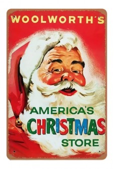 Woolworth Santa Metal Sign : America's Christmas Store 1950