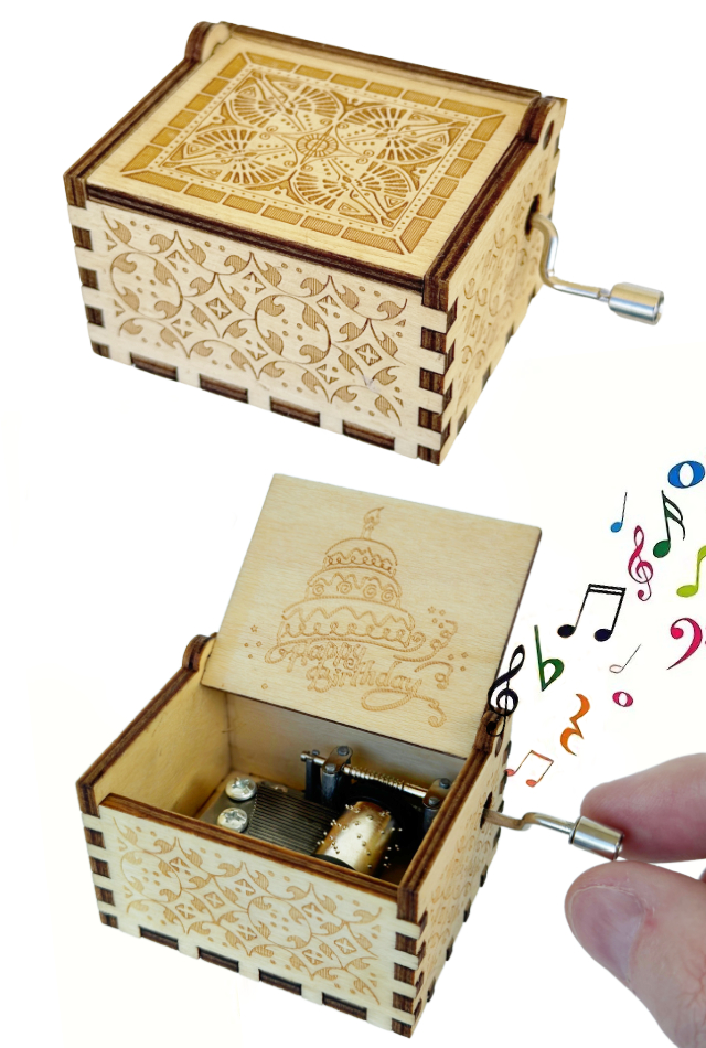 Happy Birthday Wooden Music Box : Musical Windup