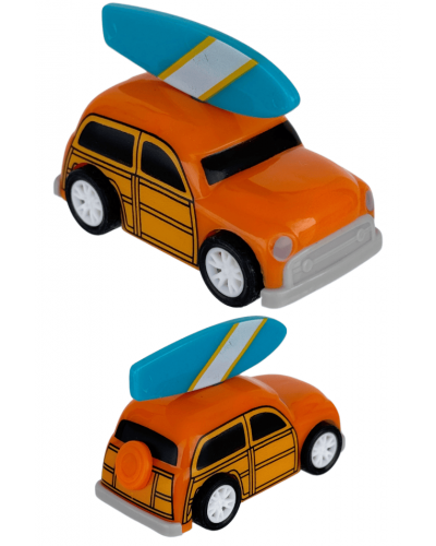 Woody Wagon Surfboard : Plastic Orange Pull Back Car
