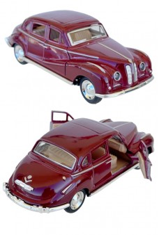 Die-Cast European Car Pull Back Action Maroon Toy 1949