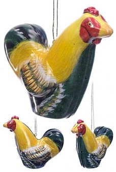 Yellow Rooster Tin Ornament Colorful