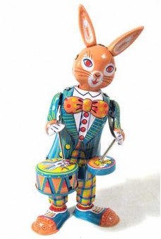 Tin Toy Drumming Happy Bunny Wind Up