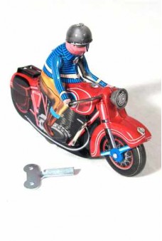 Motorbike Red Tin Toy Retro Rider Windup