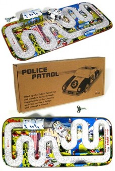 Police Car Wind Up Tin Toy Playset 