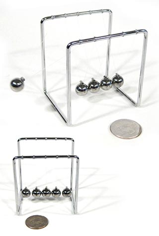 Mini Newtons Cradle : Classic Metal Science Toy : Small Swinging Balls