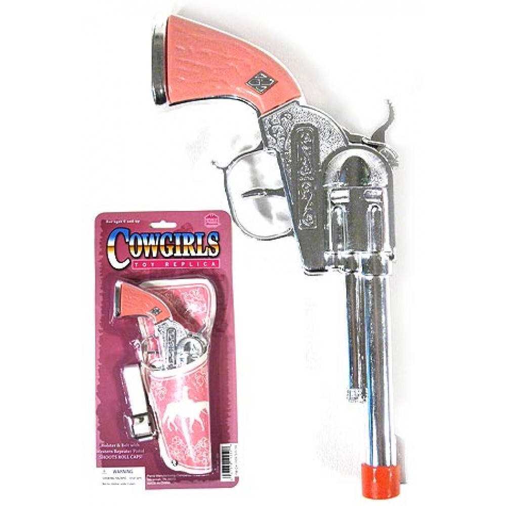Wild West Outlaw Revolver Cap Gun : Orange Plastic : Paper Roll Caps