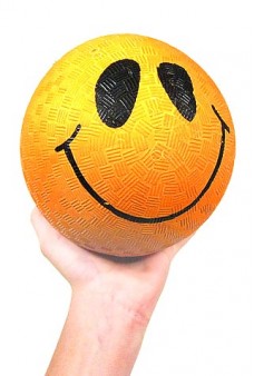 Smiley Face Orange Rubber Ball 5 inch 