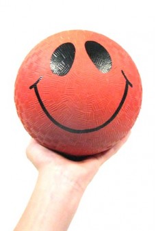 Smiley Face Red Rubber Ball 5 inch 