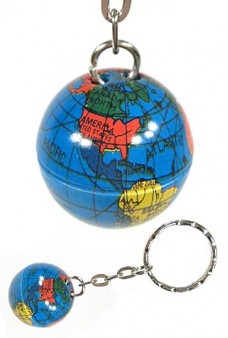 Tin Globe Keychain Silver Key Ring