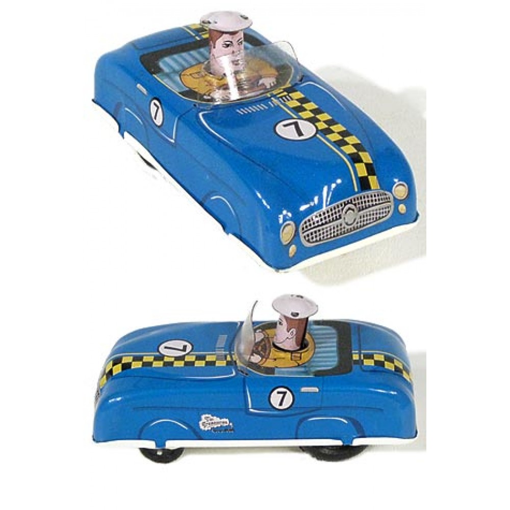 Sports Car : 1940 Tin Toy Racing Car : Press n Go : Collectors Series 3 of  3 : Push on Head Engine