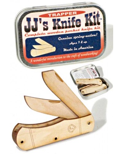 Wooden Pocket Knife Kit USA Tin Box