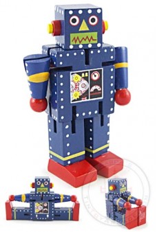 Boris Blue Robot Junior Wood Posable