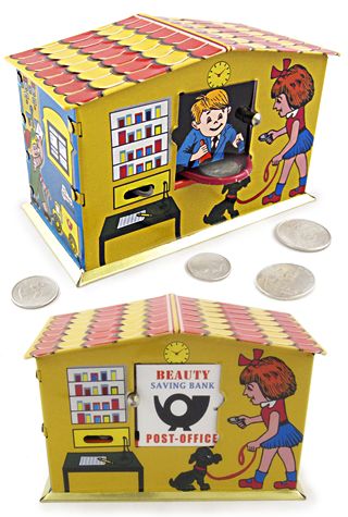 Post Office Savings : Chein Doghouse Bank : Tin Toy : Classic Trick ...