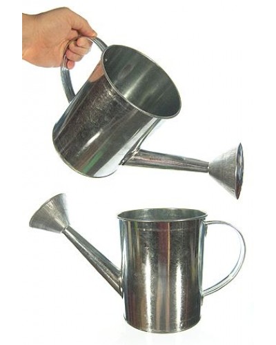 Silver Tin Watering Can Vintage Pail