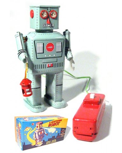 Lantern Robot Battery Tin Toy