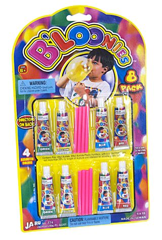 Bloonies Blow Plastic Bubbles 8 Pack : Colorful Creative Fun Bubble Kit
