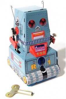 Robot Tank R1 Mini Wind Up Tin Toy