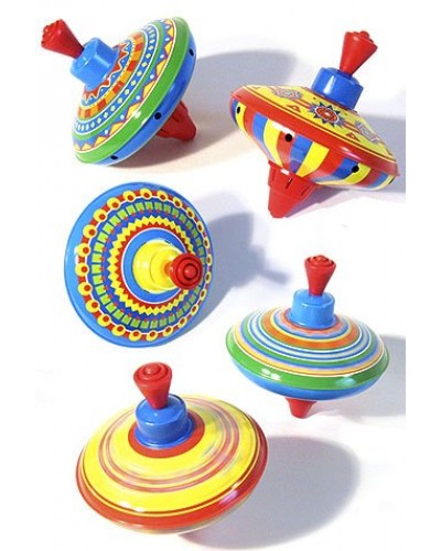 Mini Tin Top Spinning Colorful Classic