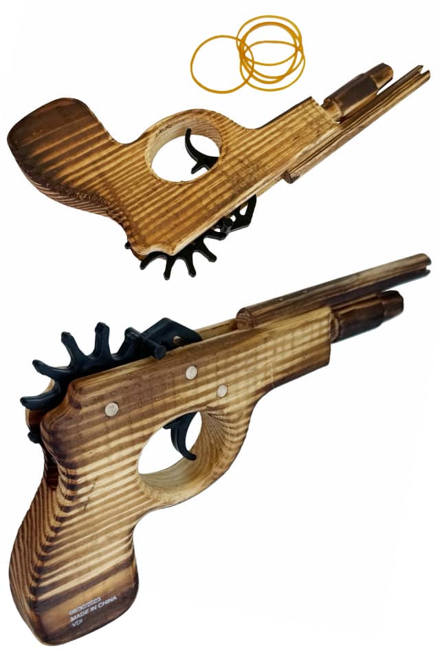 Rubber Band Shooter Wood Toy Gun